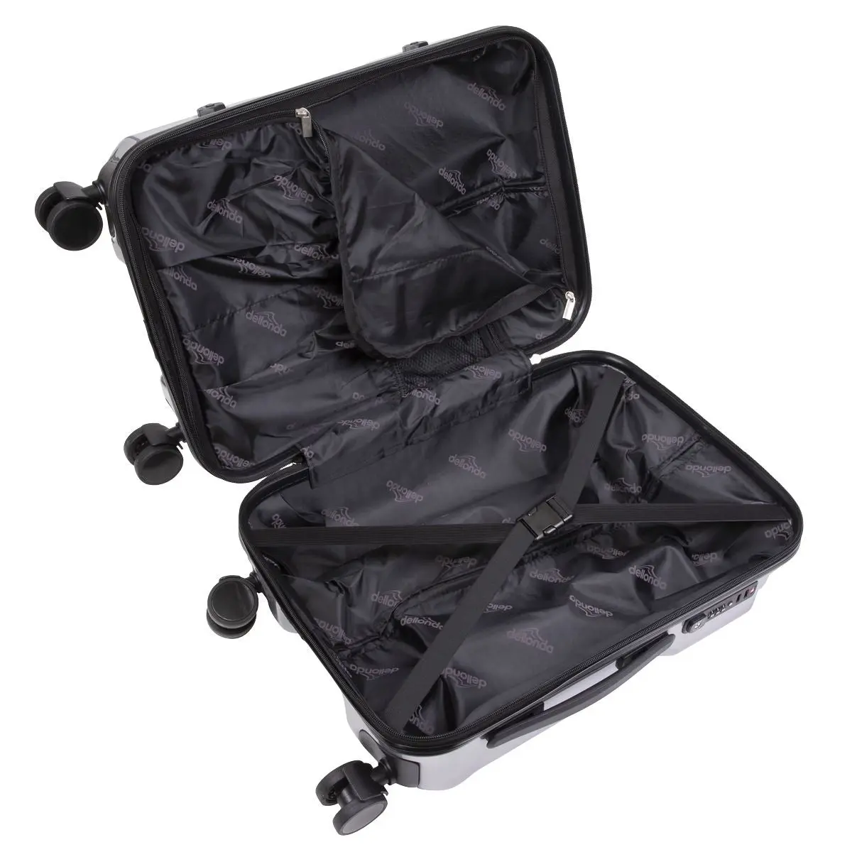 Dellonda 3pc Lightweight ABS Luggage Set  - 20", 24", 28" - Silver - DL9 - Image 4