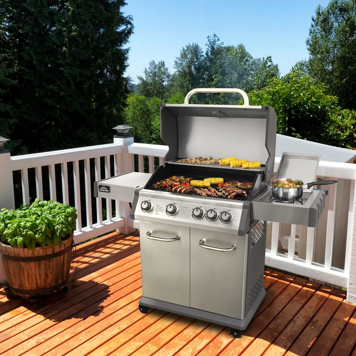 Dellonda 4+1 Burner Deluxe Gas BBQ Grill, Stainless Steel, Side Burner, Ignition - Image 2