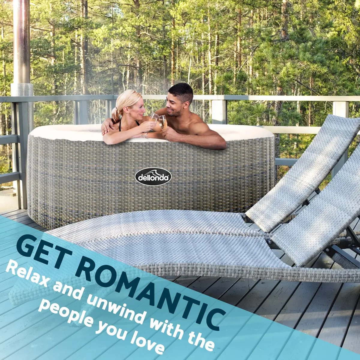 Dellonda 4-6 Person Inflatable Hot Tub Spa with Smart Pump - Rattan Effect - Image 6