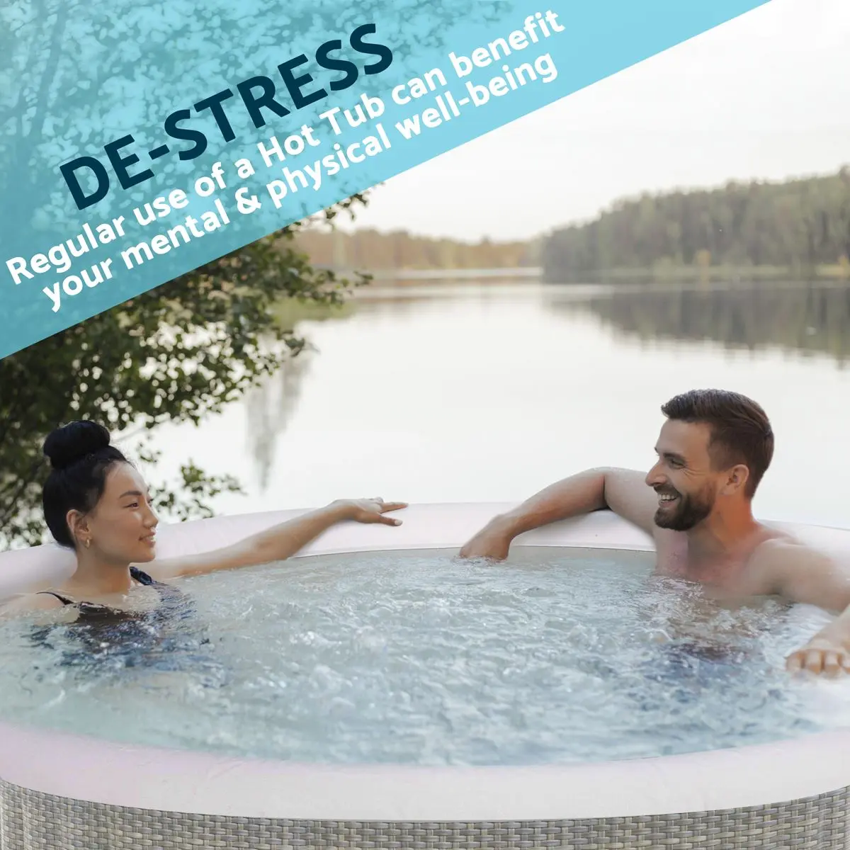 Dellonda 4-6 Person Inflatable Hot Tub Spa with Smart Pump - Rattan Effect - Image 7