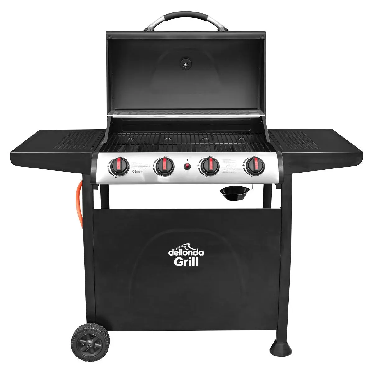 Dellonda 4 Burner Gas BBQ Grill, Ignition, Thermometer, Black/Stainless Steel - Image 7