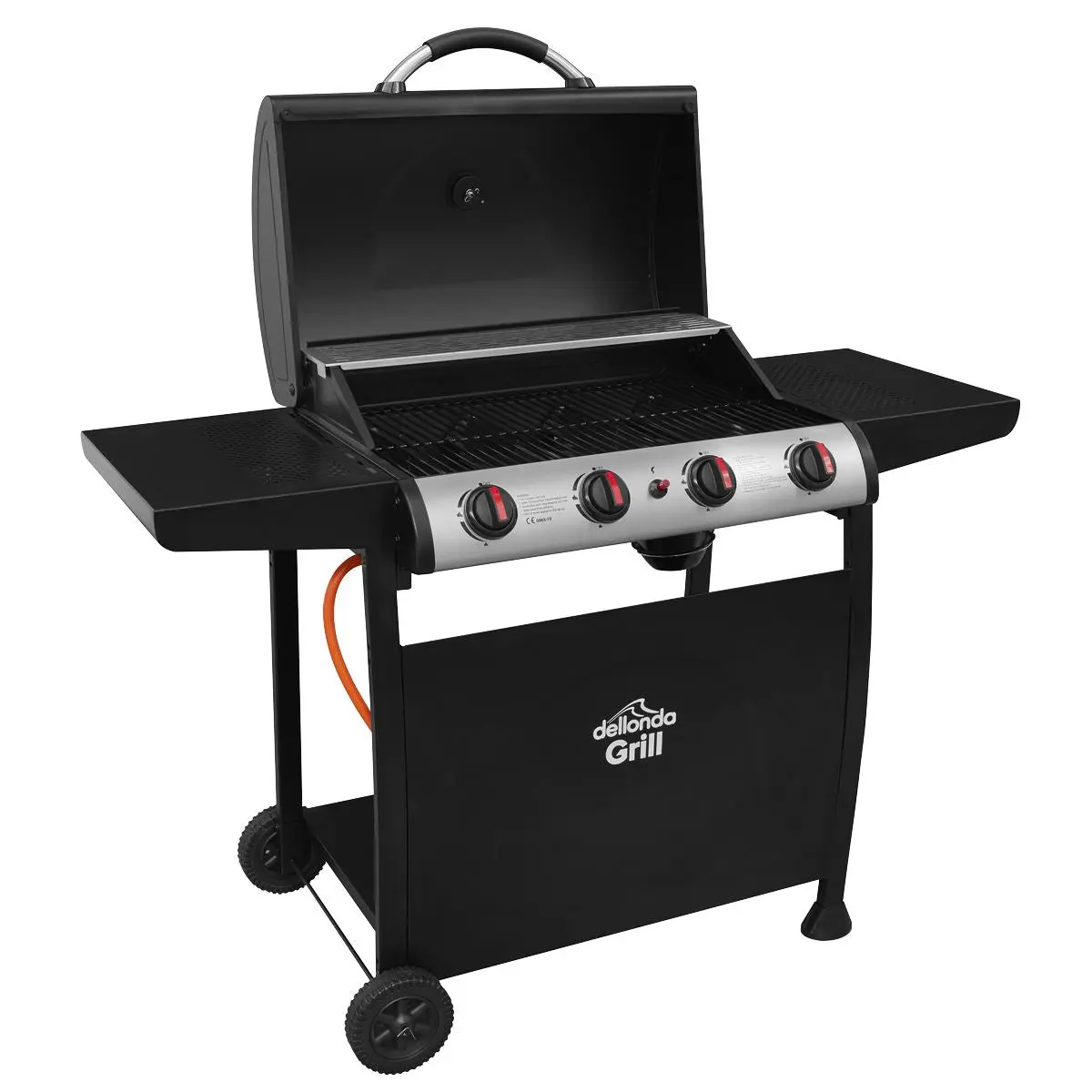 Dellonda 4 Burner Gas BBQ Grill, Ignition, Thermometer, Black/Stainless Steel - Image 8