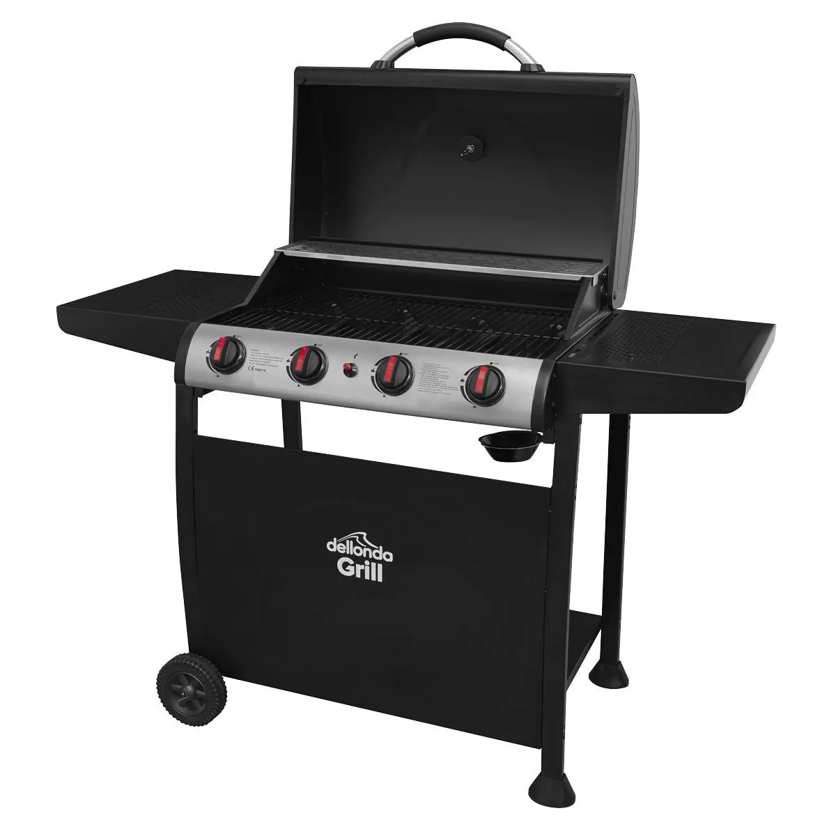 Dellonda 4 Burner Gas BBQ Grill, Ignition, Thermometer, Black/Stainless Steel - Image 9