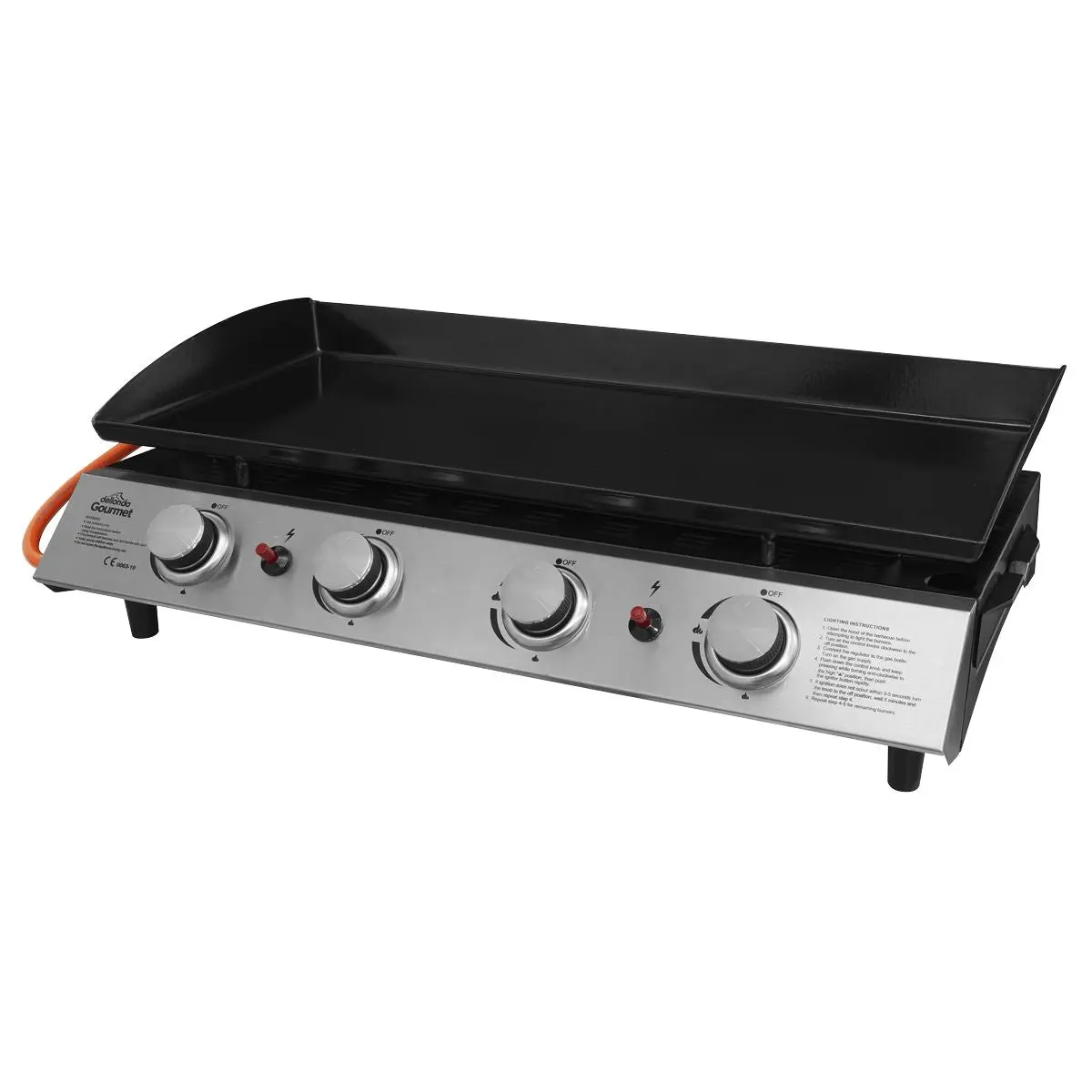 Dellonda 4 Burner Portable Gas Plancha 10kW BBQ Griddle, Stainless Steel - Image 6