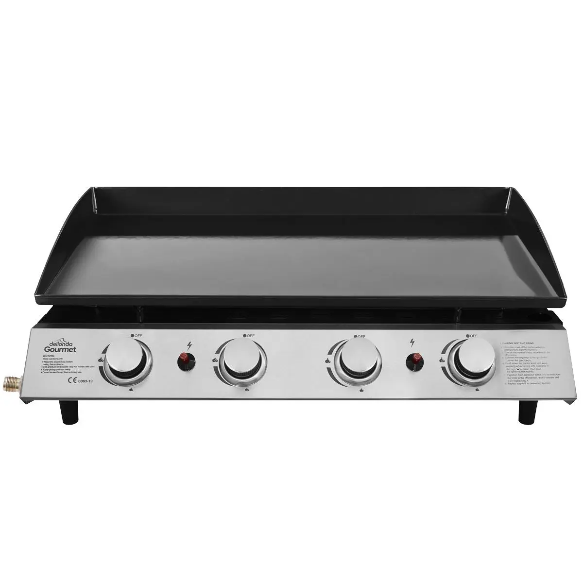 Dellonda 4 Burner Portable Gas Plancha 10kW BBQ Griddle, Stainless Steel - Image 7