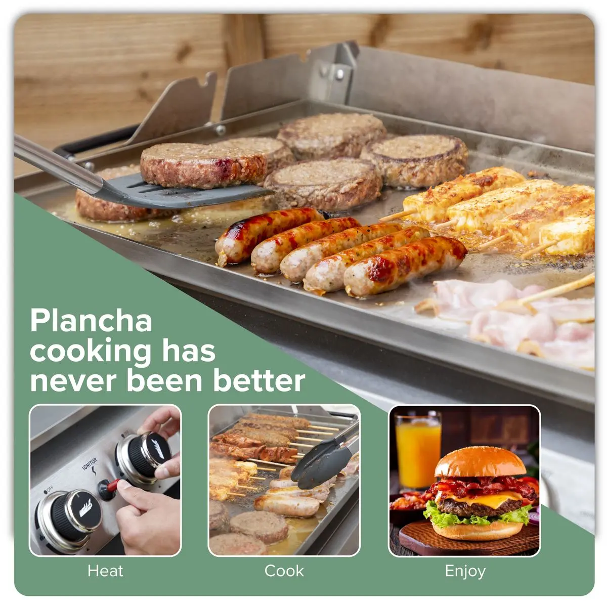 Dellonda 4 Burner Portable Gas Plancha with Warming Rack, 10kW BBQ Griddle, Stainless Steel - Image 3