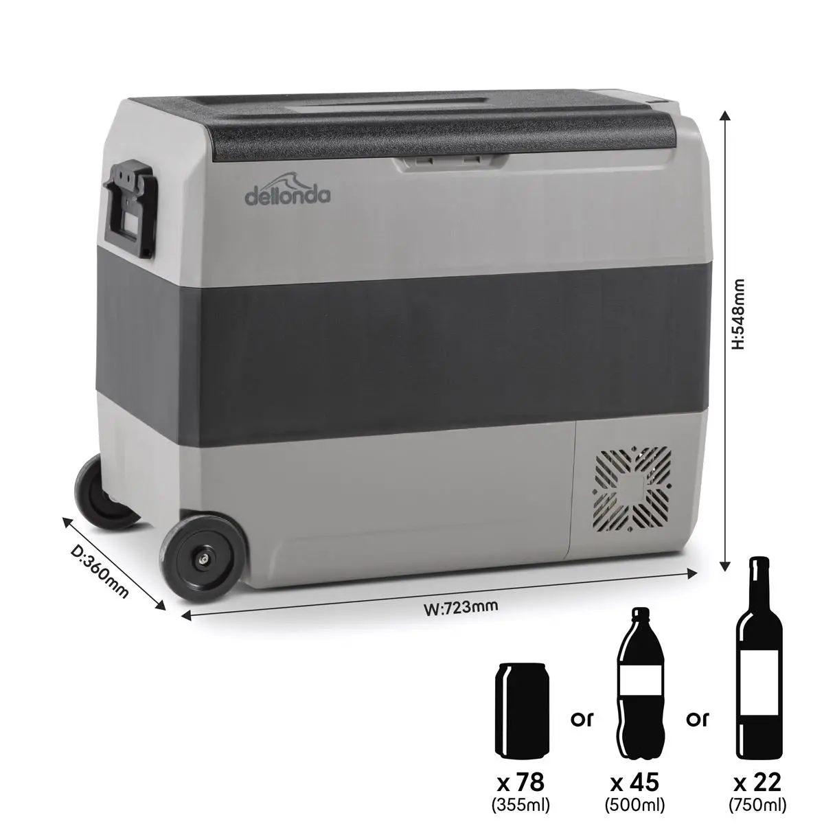 Dellonda 60L Portable Dual Zone Compressor Car Camping Fridge/Freezer 12/24V - Image 4