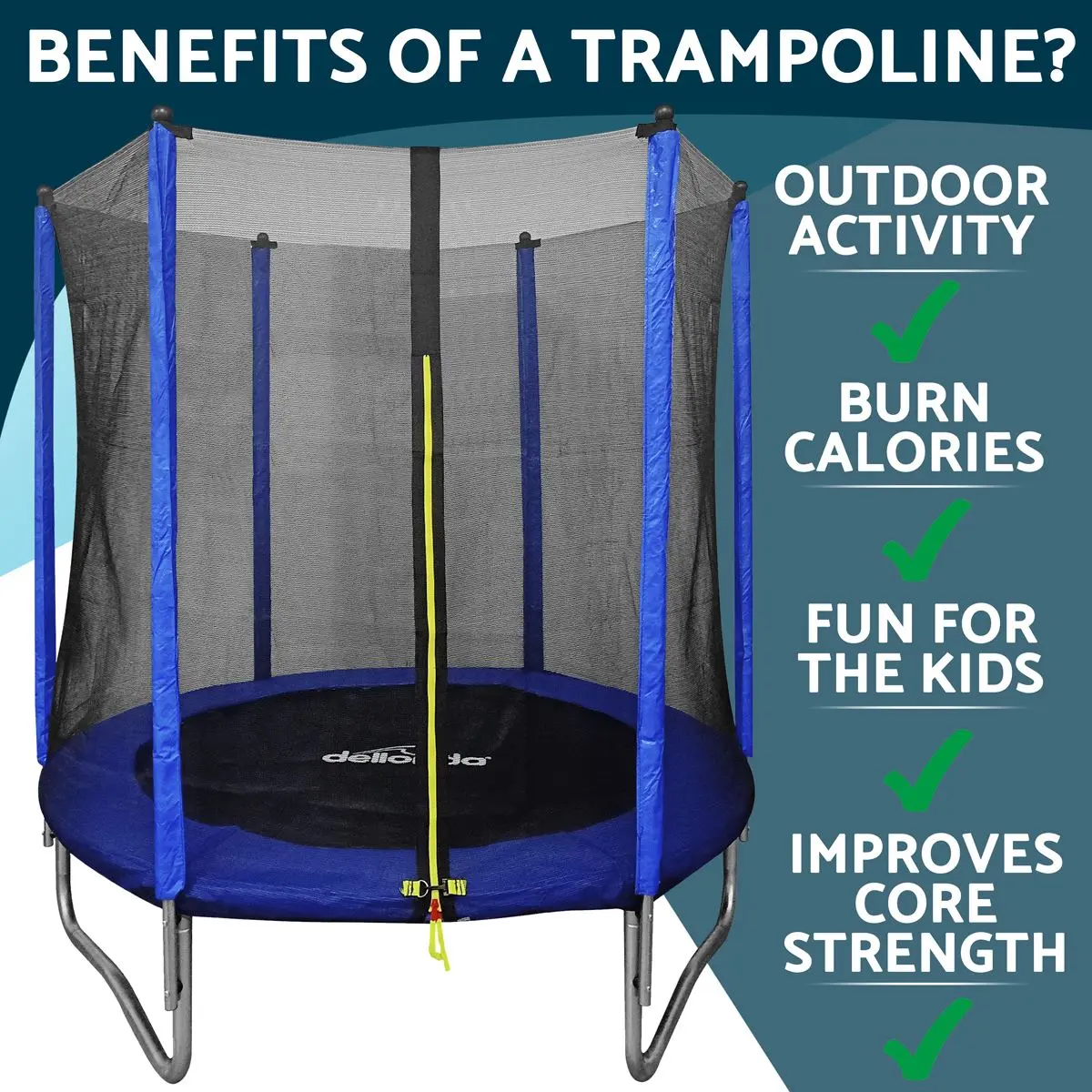 Dellonda 6ft Heavy Duty Outdoor Trampoline with Safety Enclosure Net - Image 3