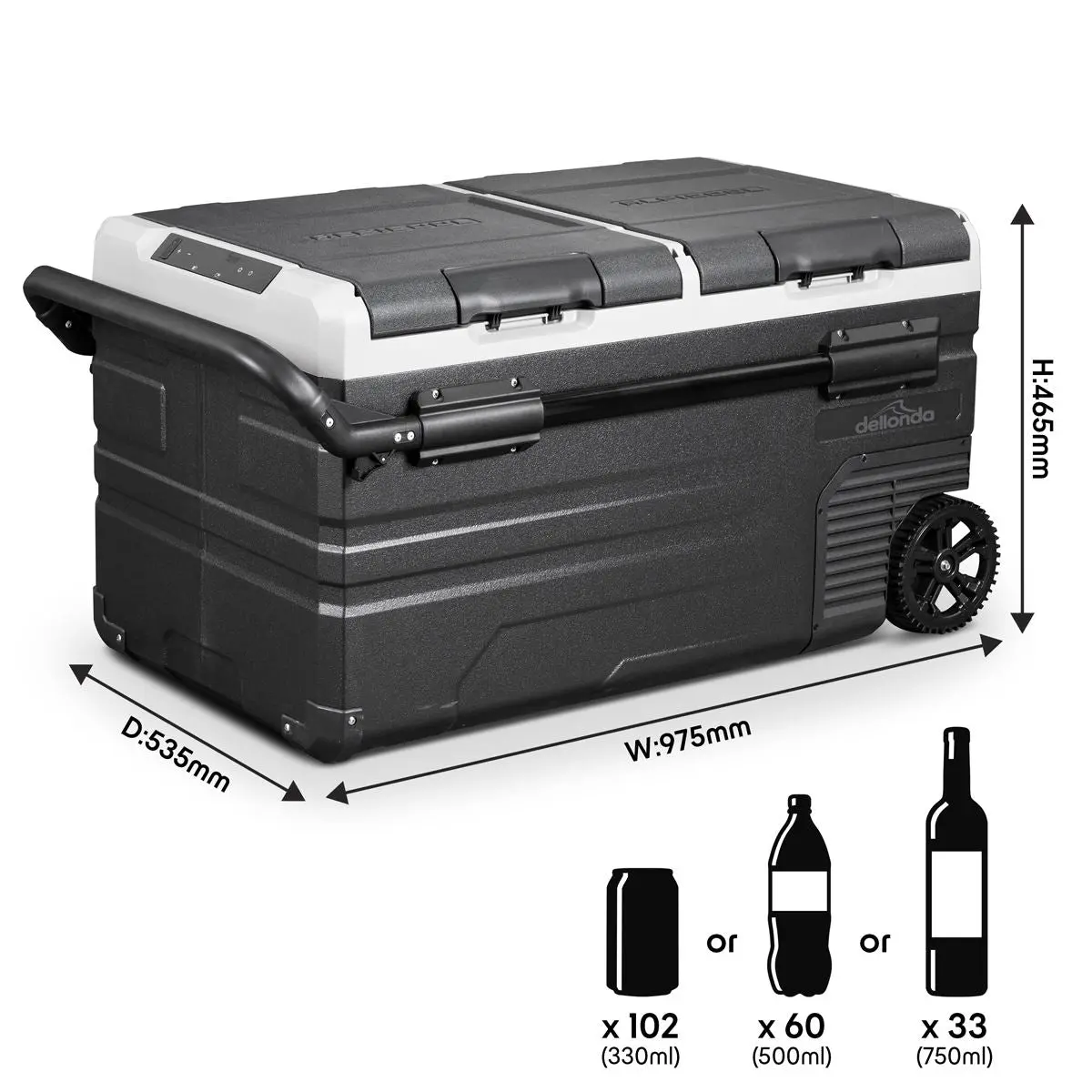 Dellonda 75L Portable Dual Zone Compressor Car Camping Fridge/Freezer 12/24V - Image 5