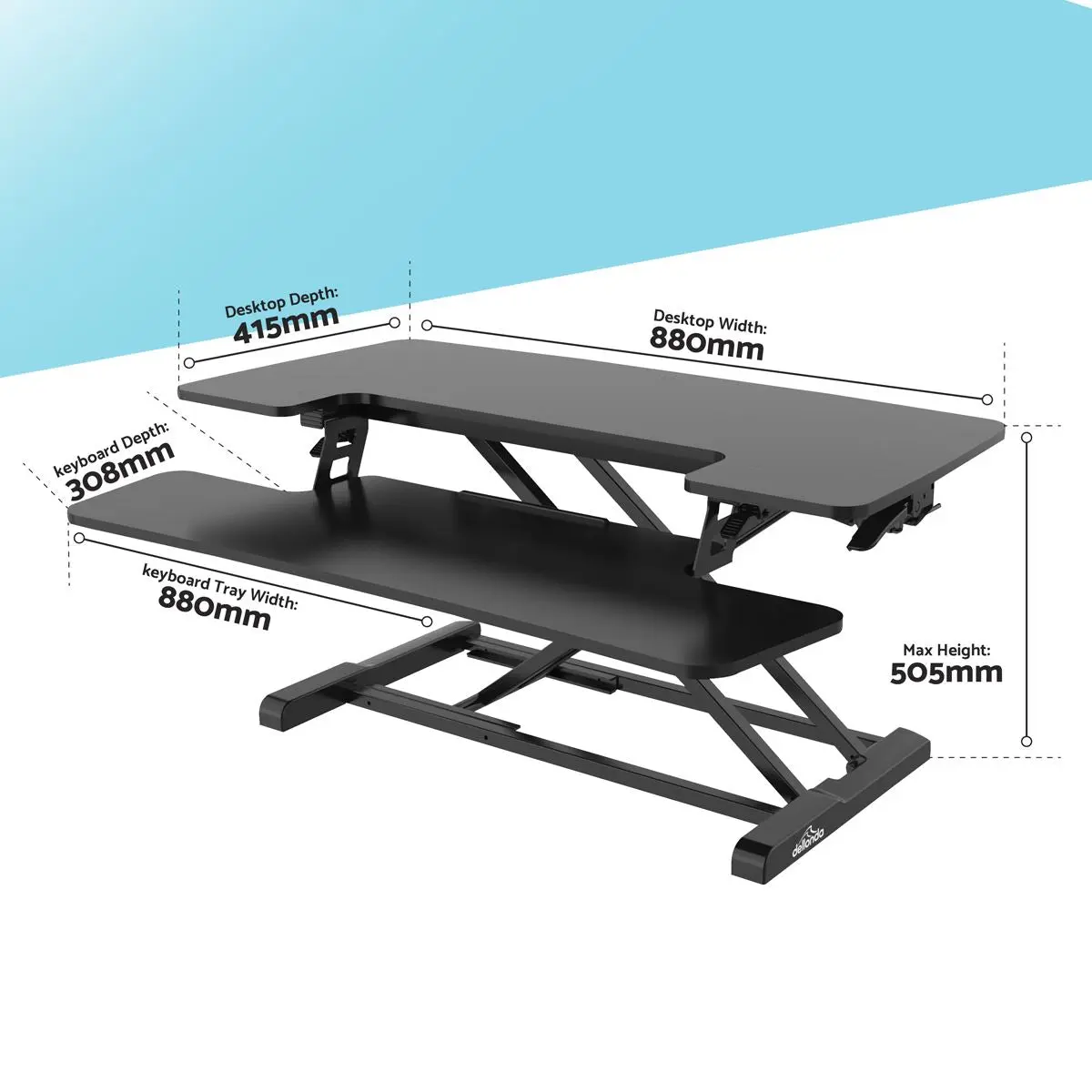 Dellonda 89cm Height Adjustable Standing Desk Converter, 50cm Max Height, 15kg Capacity - Image 3