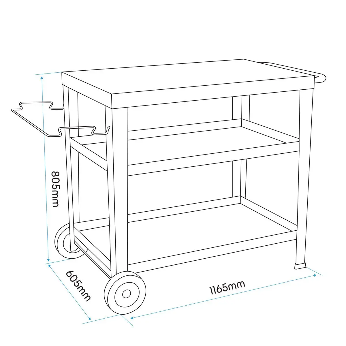 Dellonda Barbecue/Plancha Trolley for Outdoor Grilling/Cooking with Utensil Holder, Stainless Steel - Image 5