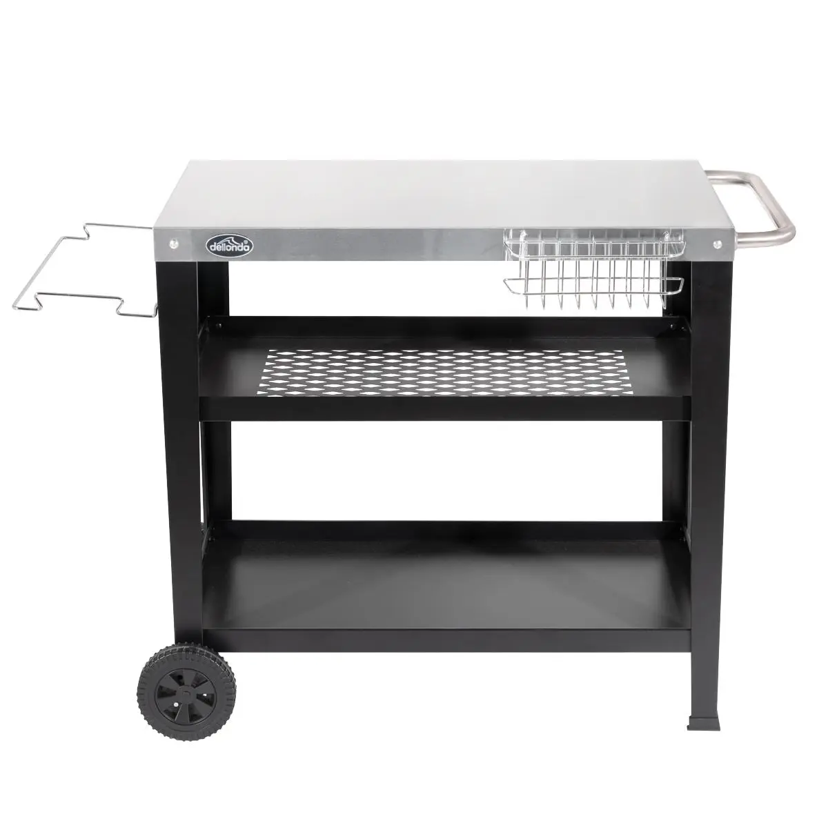 Dellonda Barbecue/Plancha Trolley for Outdoor Grilling/Cooking with Utensil Holder, Stainless Steel - Image 6