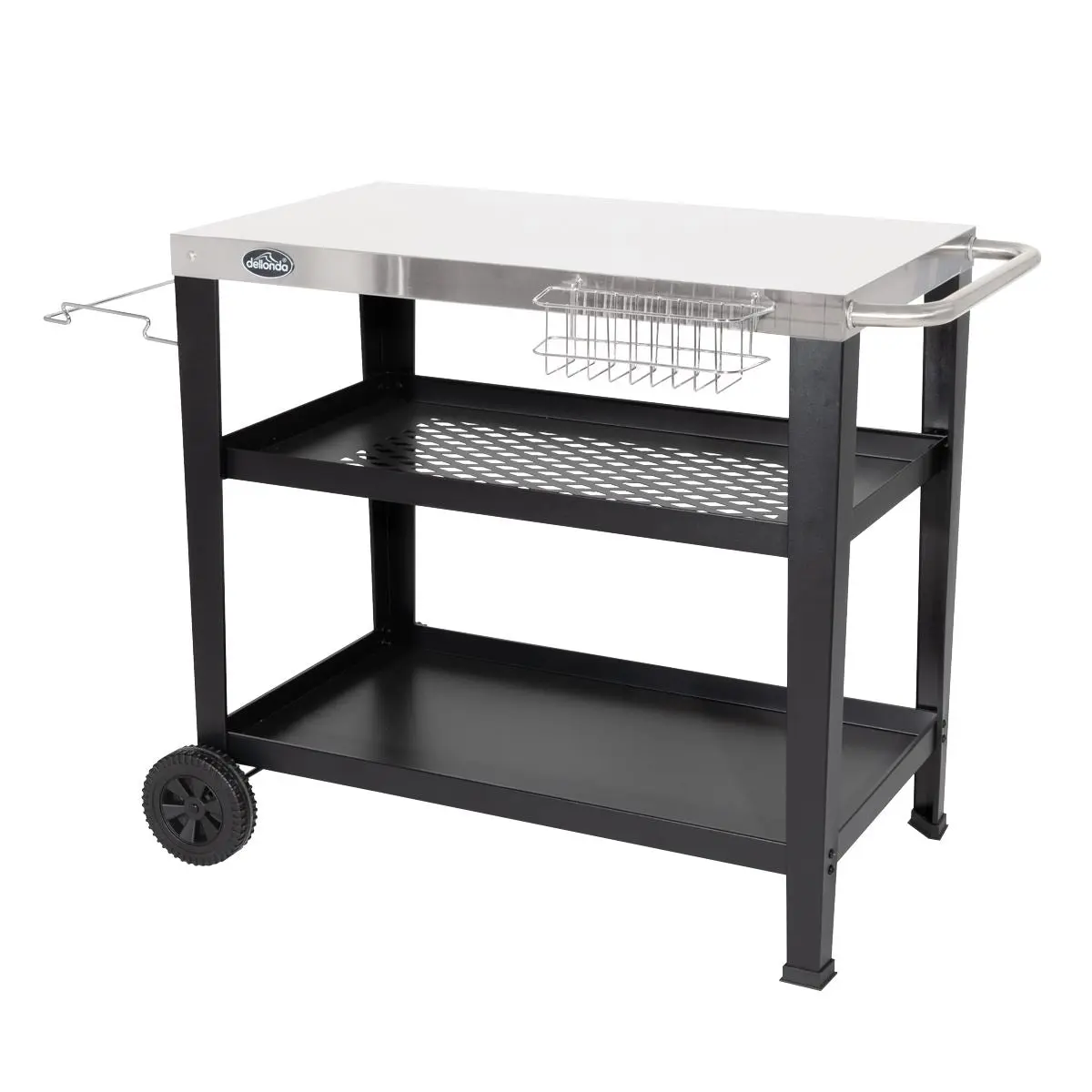 Dellonda Barbecue/Plancha Trolley for Outdoor Grilling/Cooking with Utensil Holder, Stainless Steel - Image 8