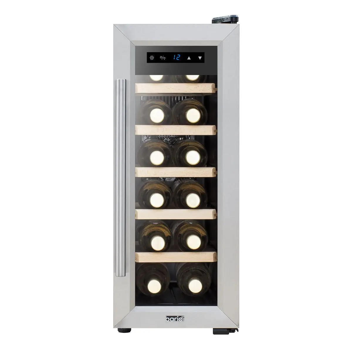 Baridi 12 Bottle Wine Cooler with Digital Touchscreen Controls & LED Light, Stainless Steel - Image 4