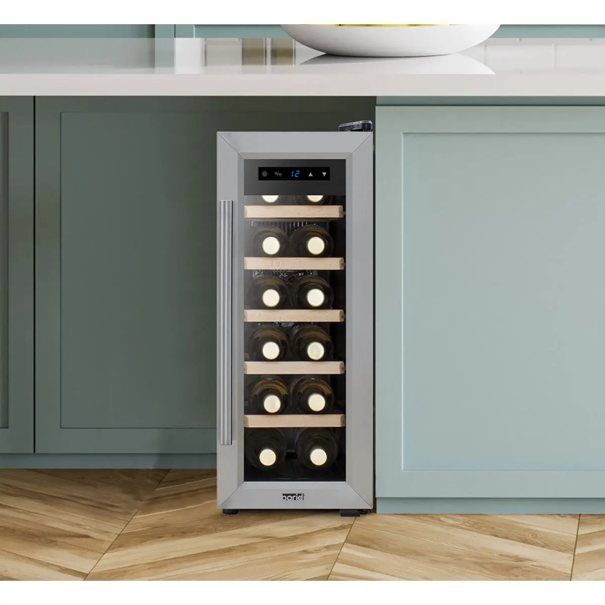 Baridi 12 Bottle Wine Cooler with Digital Touchscreen Controls & LED Light, Stainless Steel - Image 7