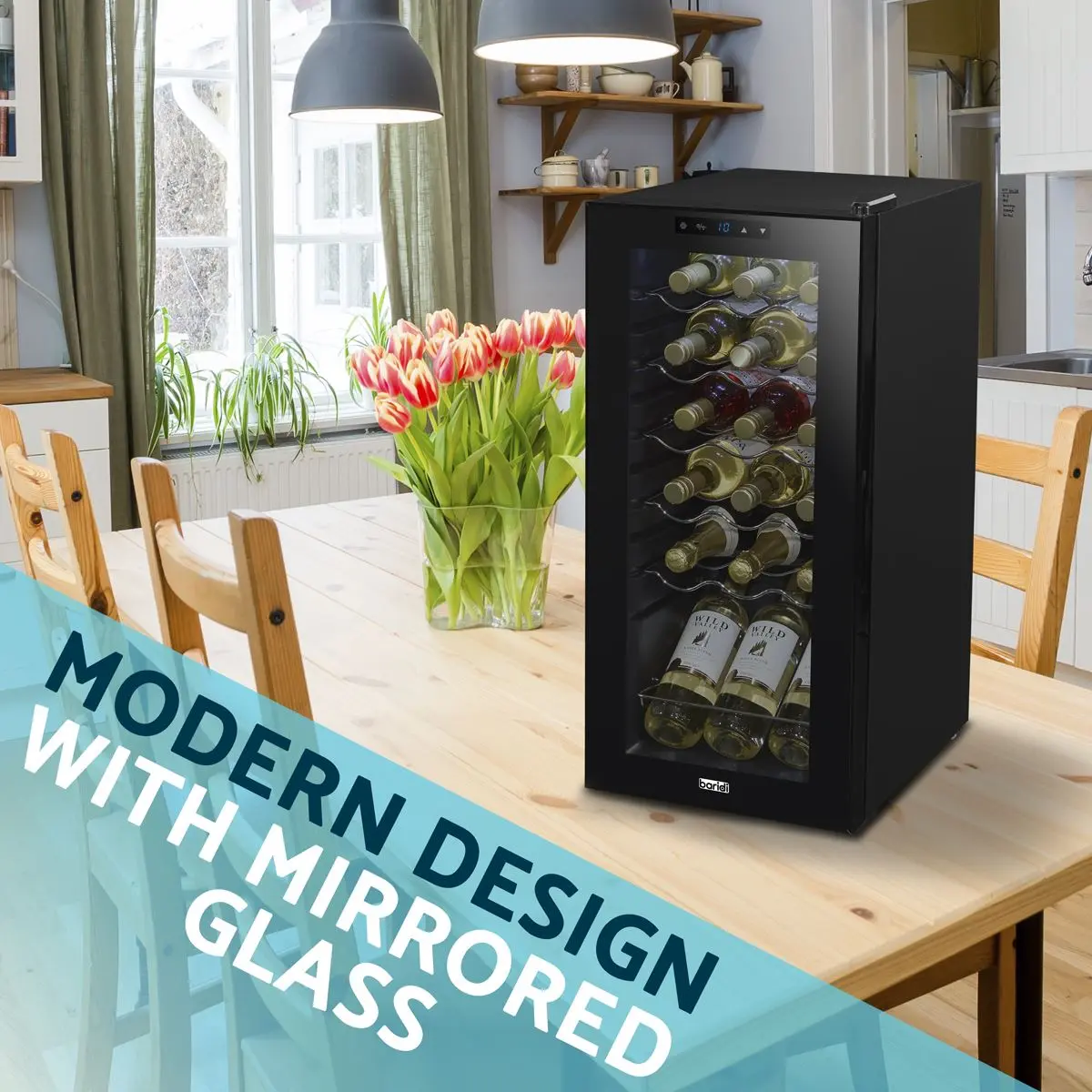 Baridi 18 Bottle Wine Fridge with Digital Touchscreen Controls & LED Light, Black - Image 2