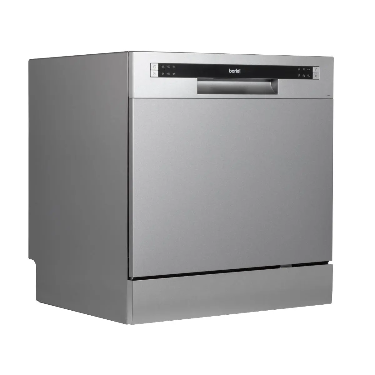 Baridi Compact Tabletop Dishwasher 8 Place Settings, 6 Programmes, Low Noise, 8L Cycle, Start Delay - Silver
