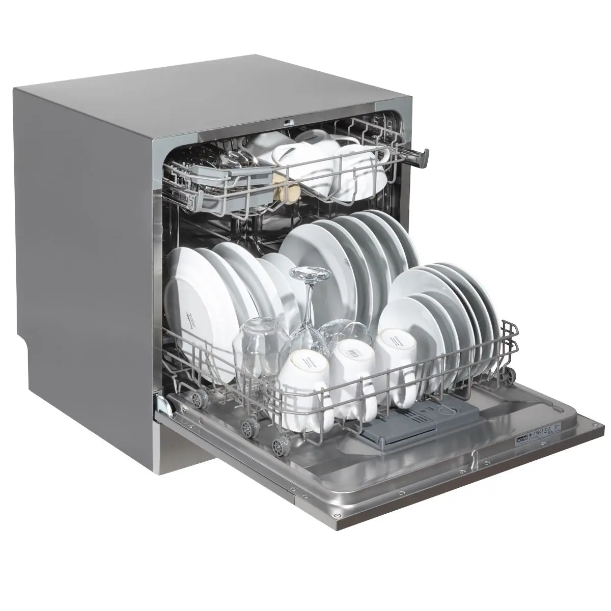 Baridi Compact Tabletop Dishwasher 8 Place Settings, 6 Programmes, Low Noise, 8L Cycle, Start Delay - Silver - Image 11