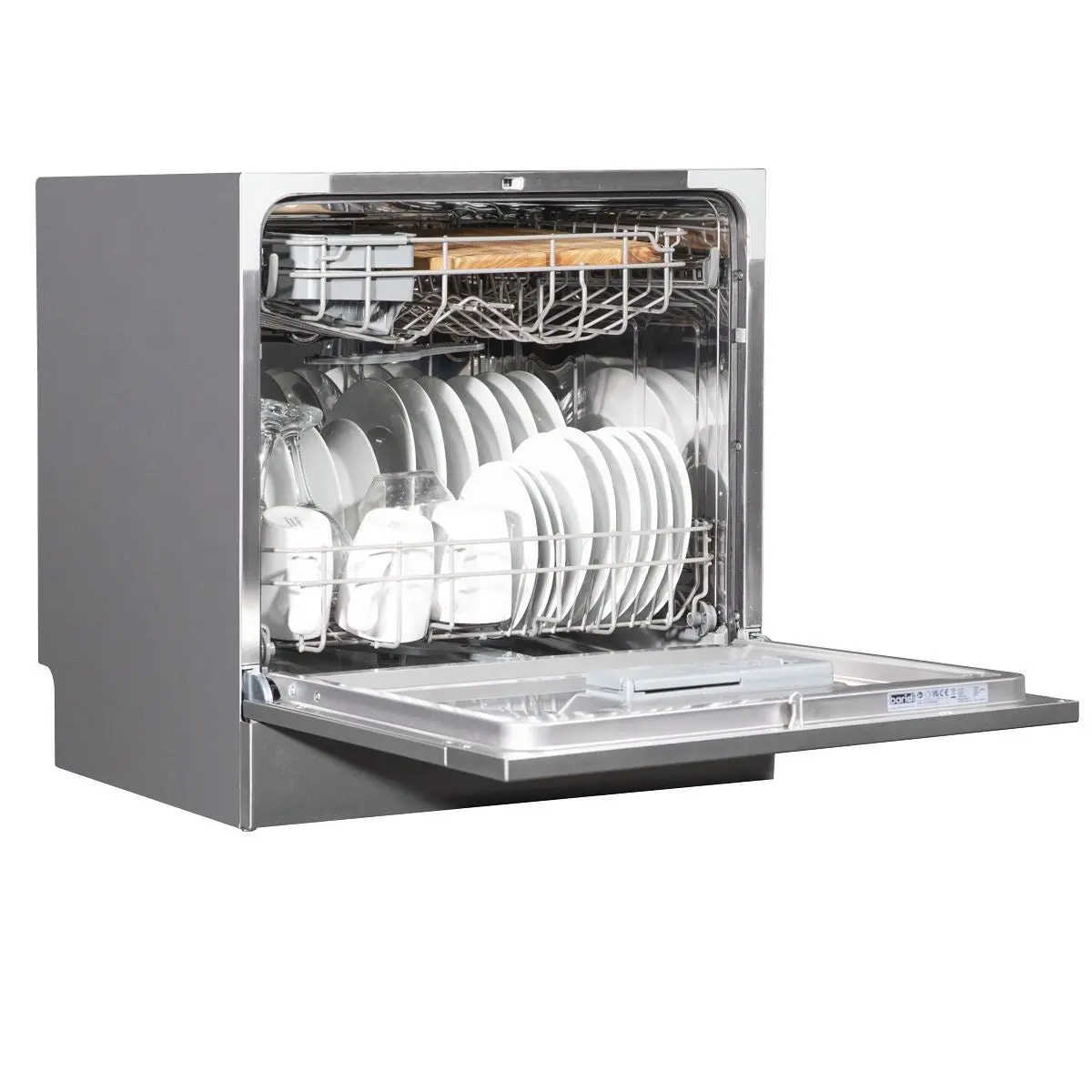 Baridi Compact Tabletop Dishwasher 8 Place Settings, 6 Programmes, Low Noise, 8L Cycle, Start Delay - Silver - Image 5