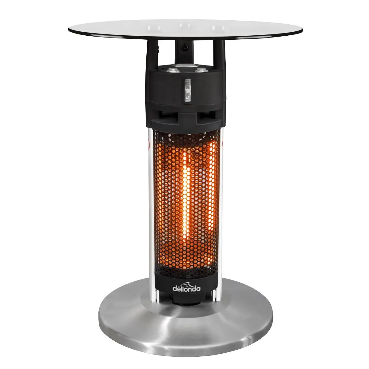 Dellonda Bistro Table with 1200W Heater, 65cm, Black/Stainless Steel - Image 2