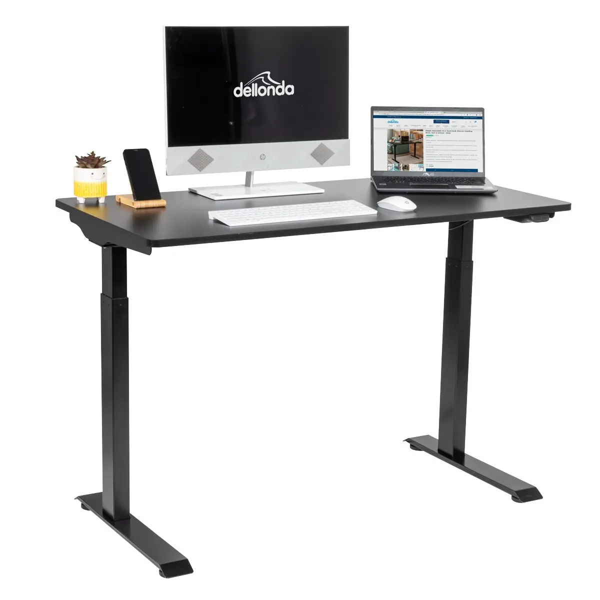 Dellonda Black Electric Adjustable Office Standing Desk, Quiet & Fast 1200x600mm - Image 5