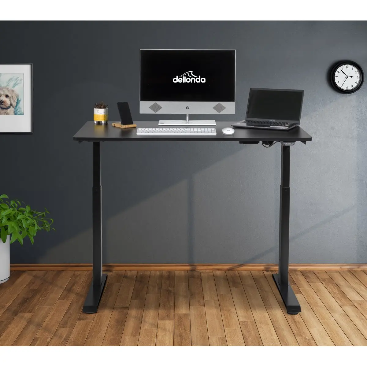 Dellonda Black Electric Adjustable Office Standing Desk, Quiet & Fast 1200x600mm - Image 9