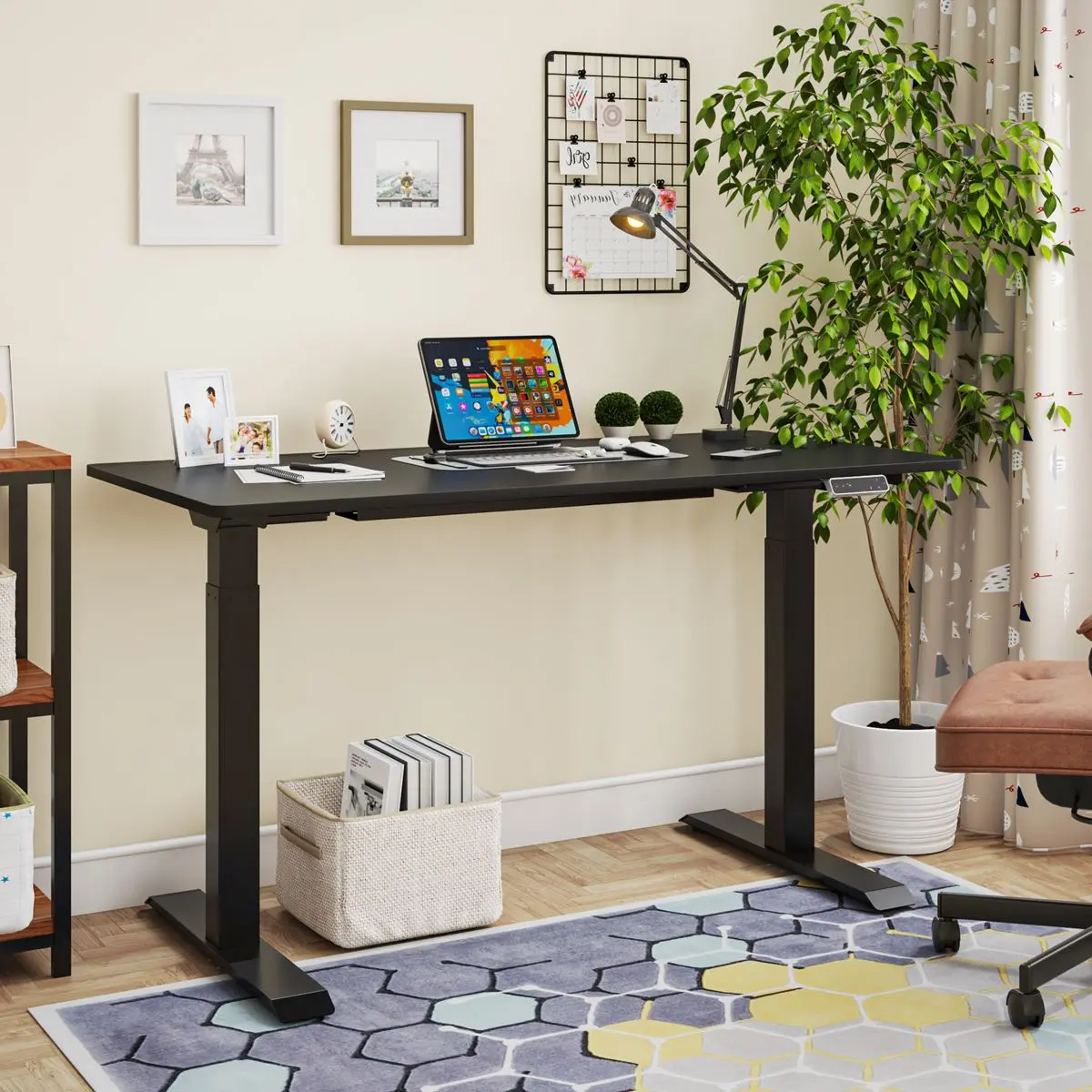 Dellonda Black Electric Height Adjustable Standing Desk, 1400 x 700mm Dual Motor 100kg - Image 8