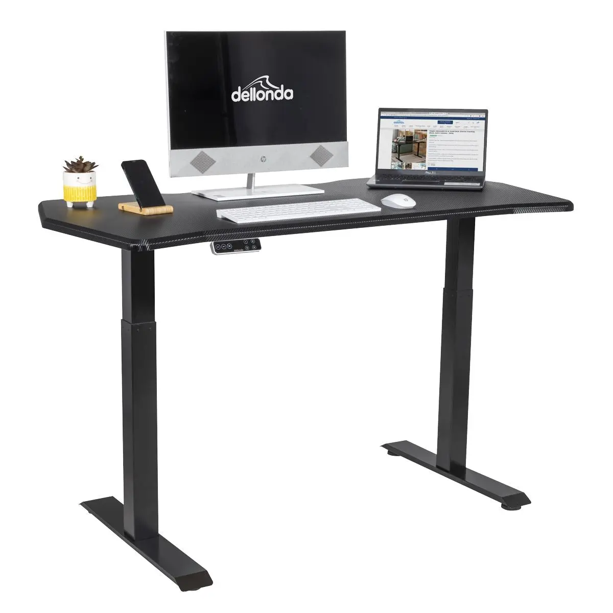 Dellonda Carbon Electric Height Adjustable Standing Desk, 1400 x 700mm Dual Motor 100kg - Image 4