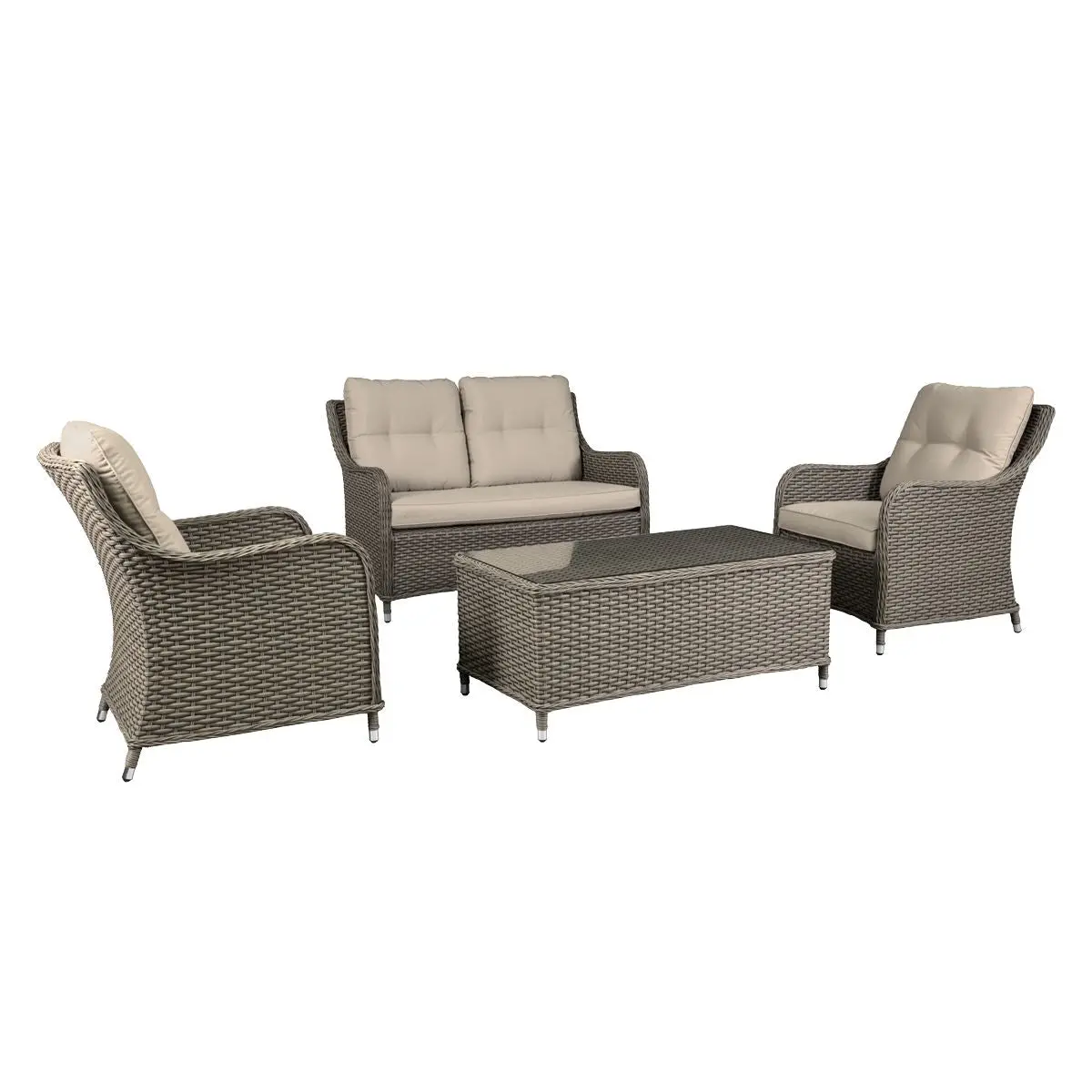 Dellonda Chester 4 Piece Outdoor Rattan Lounge Set with Double Seater Sofa, Brown - DG87 - Image 2
