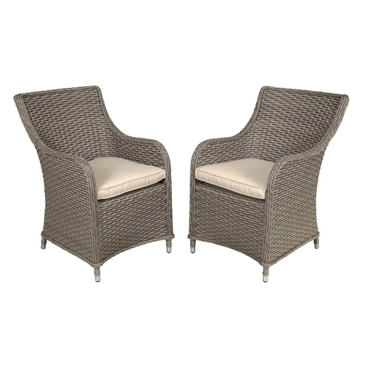 Dellonda Chester Rattan Wicker Garden Dining Chairs with Cushion, Brown