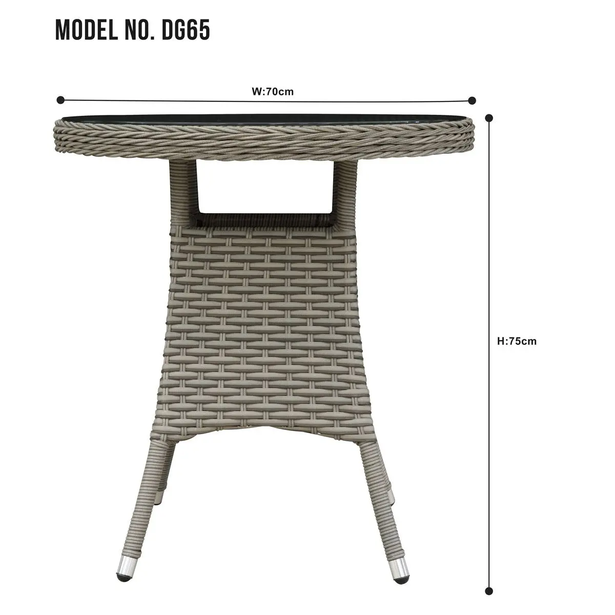 Dellonda Chester Rattan Wicker Outdoor Bistro Table with Tempered Glass Top, Brown - Image 9