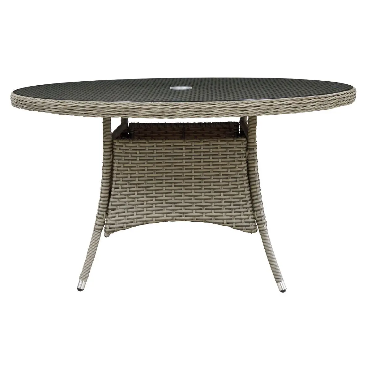 Dellonda Chester Rattan Wicker Outdoor Dining Table with Tempered Glass Top - Image 2