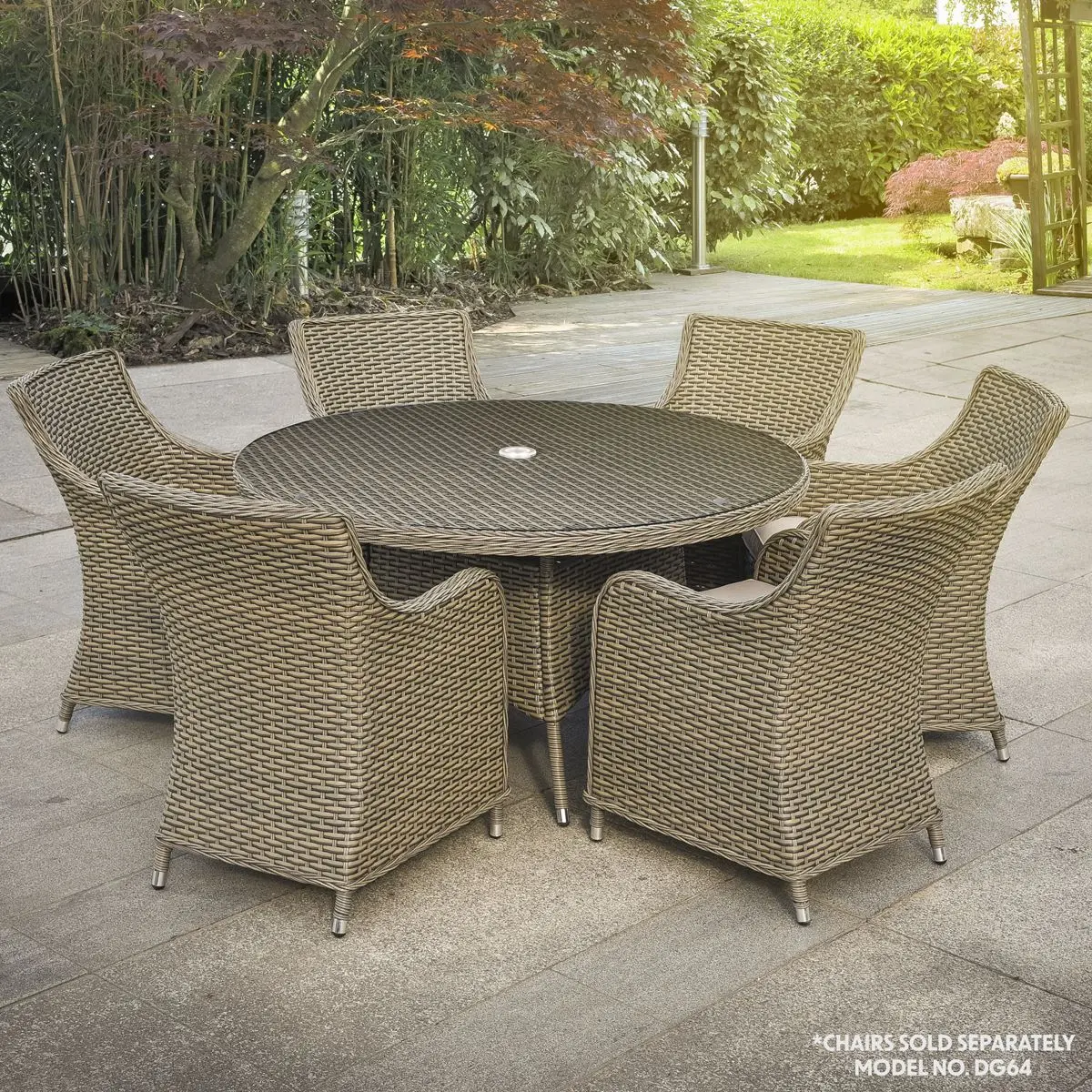 Dellonda Chester Rattan Wicker Outdoor Dining Table with Tempered Glass Top - Image 4