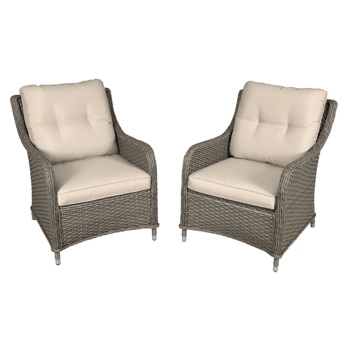Dellonda Chester Rattan Wicker Outdoor Lounge Chairs with Cushion, Brown