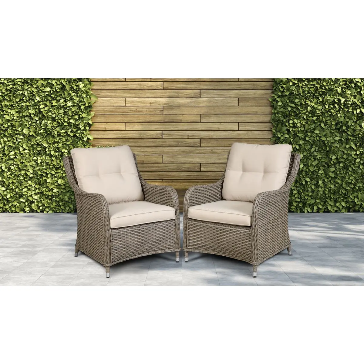 Dellonda Chester Rattan Wicker Outdoor Lounge Chairs with Cushion, Brown - Image 8