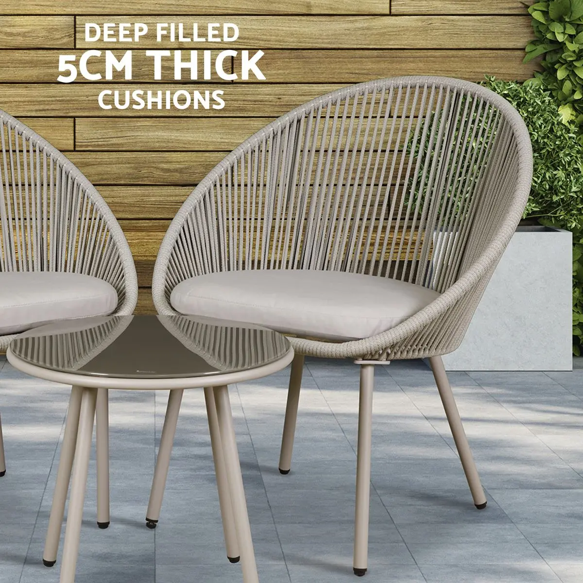 Dellonda Como 3-Piece Steel Bistro Set with Tempered Glass Top - Image 4
