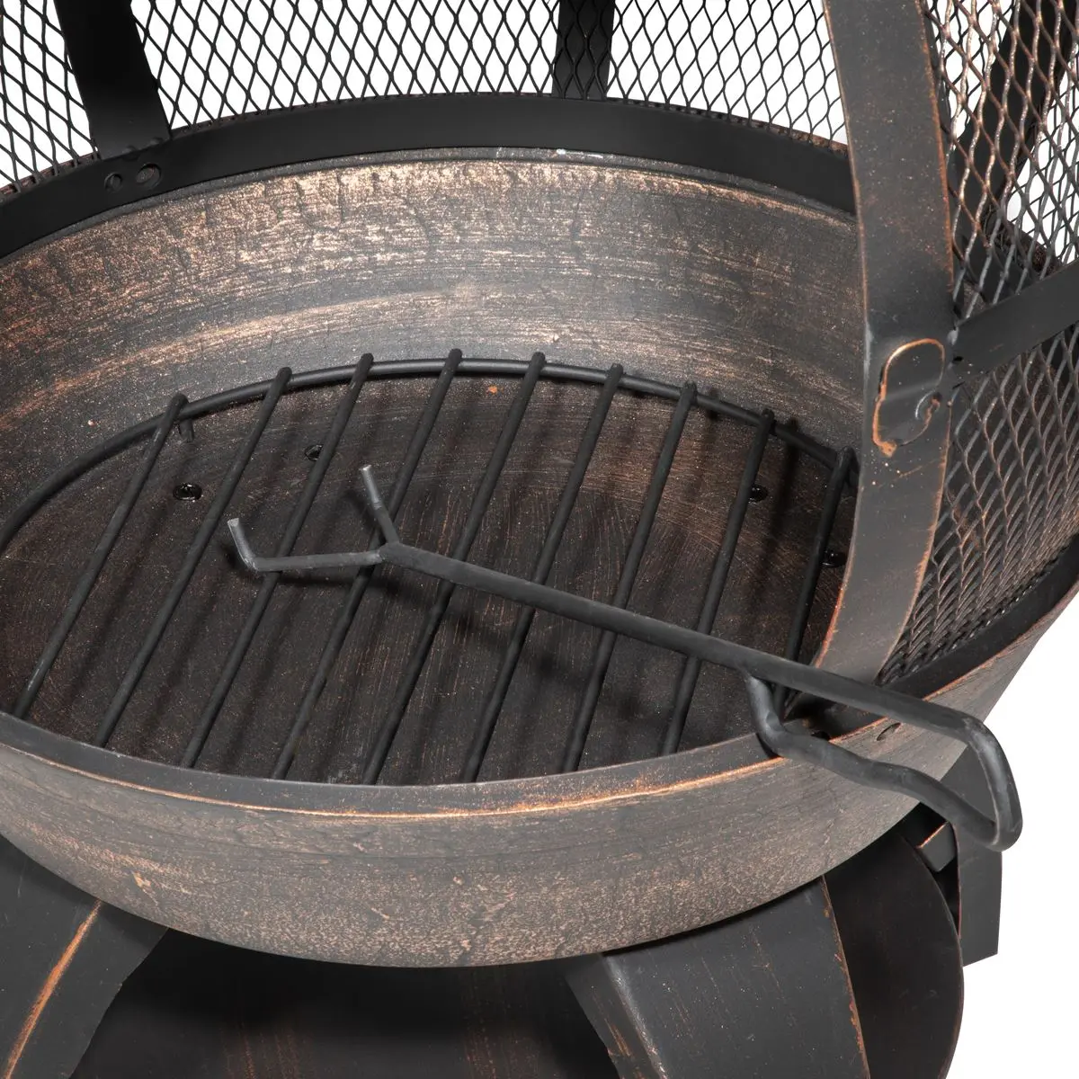 Dellonda Deluxe 360° Chiminea/Fire Pit/Outdoor Heater - Antique Bronze Finish - DG112 - Image 8