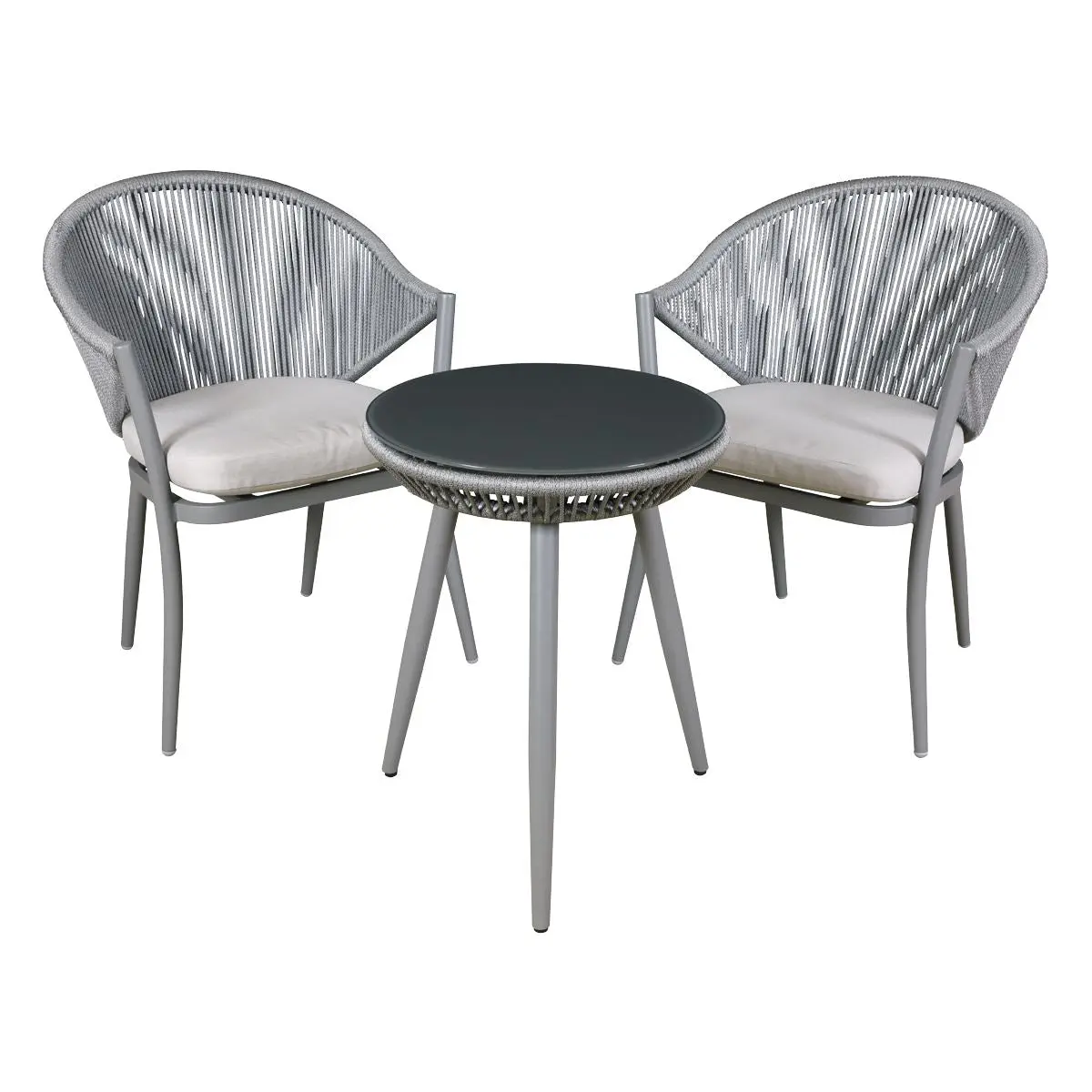 Dellonda Echo 3pc Aluminium Balcony Set with Tempered Glass Top