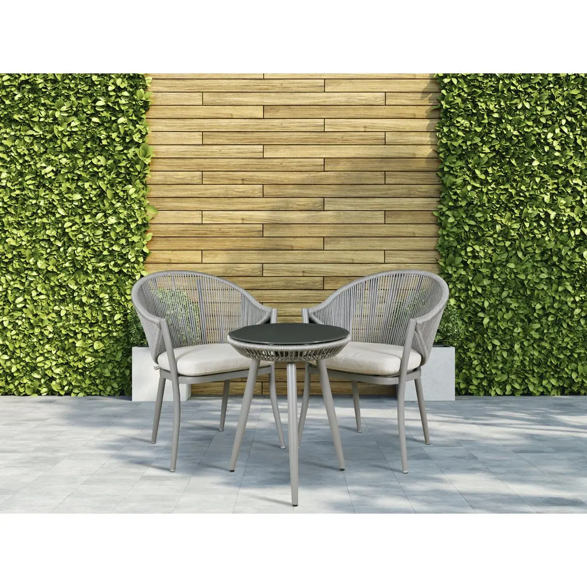 Dellonda Echo 3pc Aluminium Balcony Set with Tempered Glass Top - Image 5