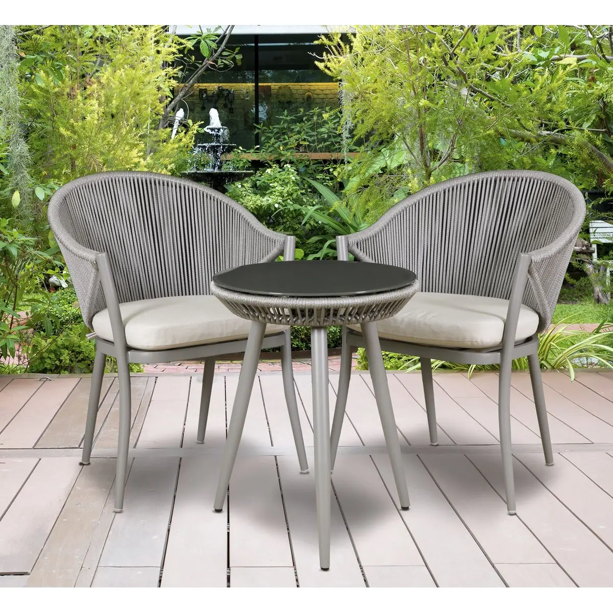 Dellonda Echo 3pc Aluminium Balcony Set with Tempered Glass Top - Image 6