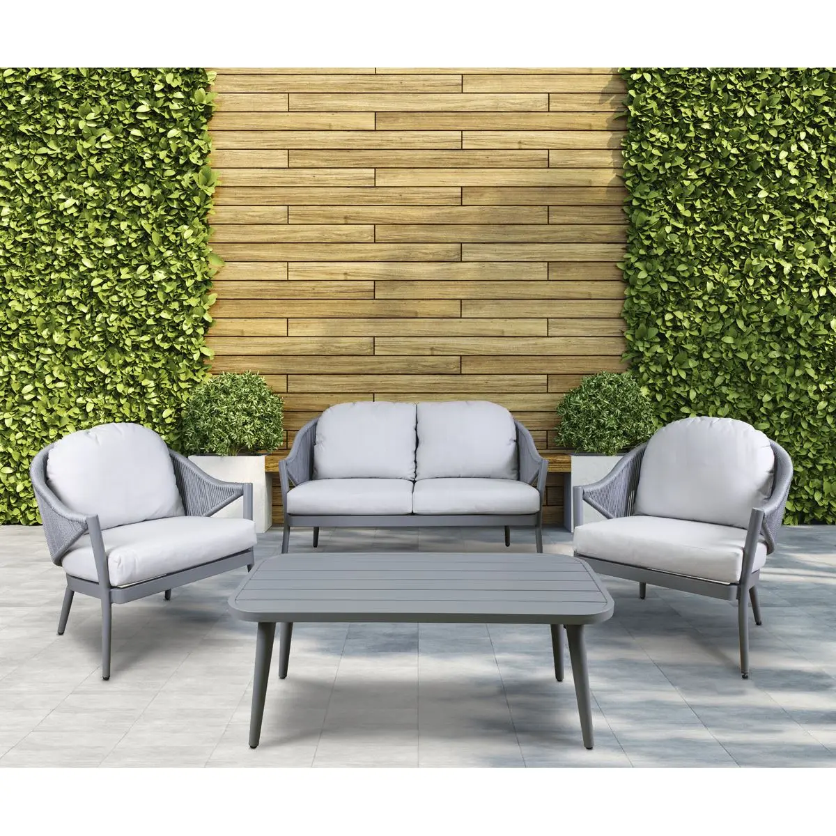 Dellonda Echo 4-Piece Aluminium Outdoor Garden Sofa Arm Chair & Coffee Table Set - Image 2