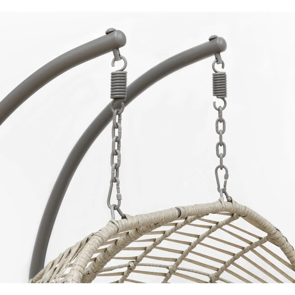 Dellonda Egg Hanging Swing Chair, Wicker Rattan Basket, Steel Frame, Double - Image 9
