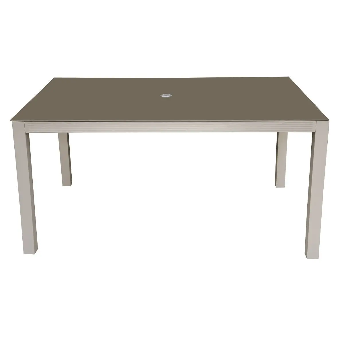 Dellonda Fusion Aluminium Glass Garden Dining Table with Parasol Hole, Light Grey - Image 4