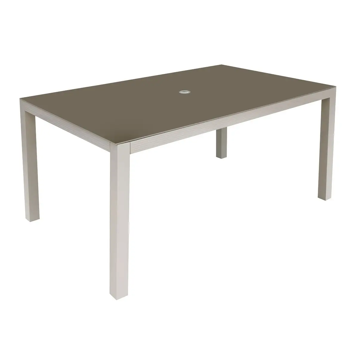 Dellonda Fusion Aluminium Glass Garden Dining Table with Parasol Hole, Light Grey - Image 7