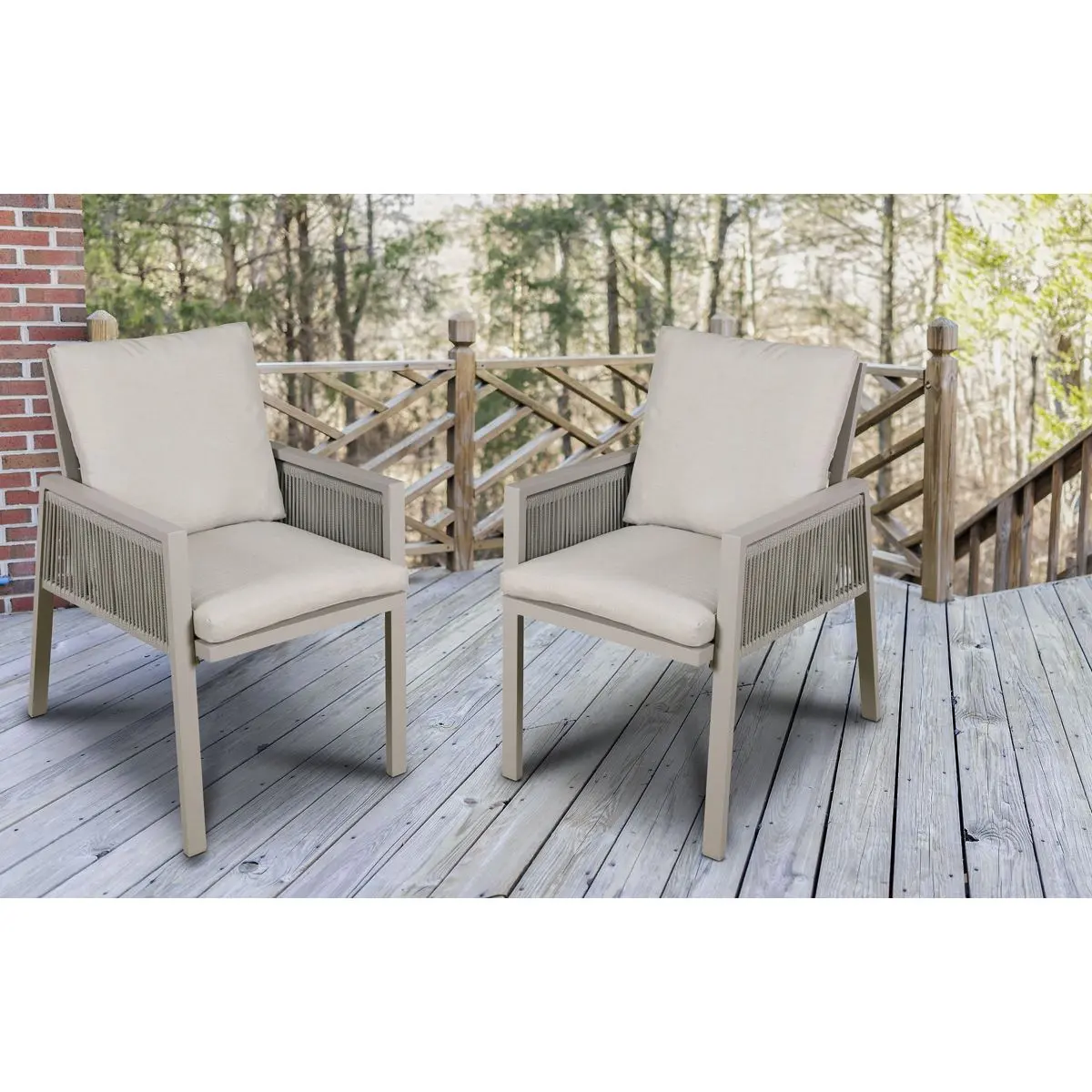 Dellonda Fusion Garden/Patio Aluminium Dining Chair with Armrests, Set of 4, Light Grey - DG50 - Image 3
