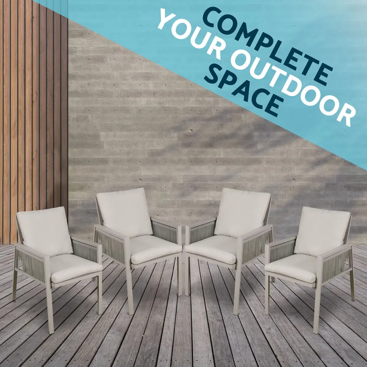 Dellonda Fusion Garden/Patio Aluminium Dining Chair with Armrests, Set of 4, Light Grey - DG50 - Image 5
