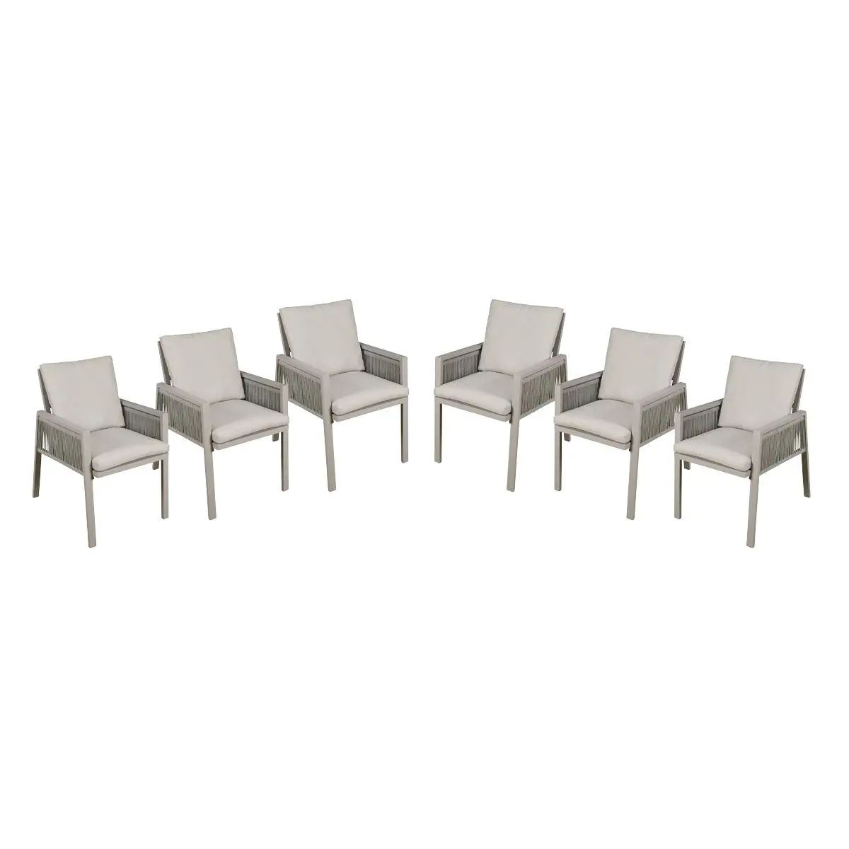 Dellonda Fusion Garden/Patio Dining Chair with Armrests, Set of 6, Light Grey - DG49