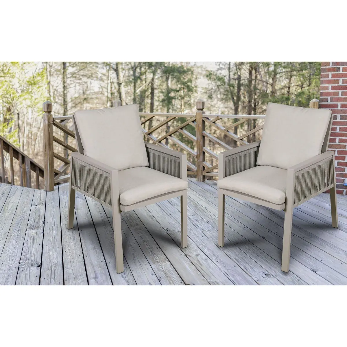 Dellonda Fusion Garden/Patio Dining Chair with Armrests, Set of 6, Light Grey - DG49 - Image 10
