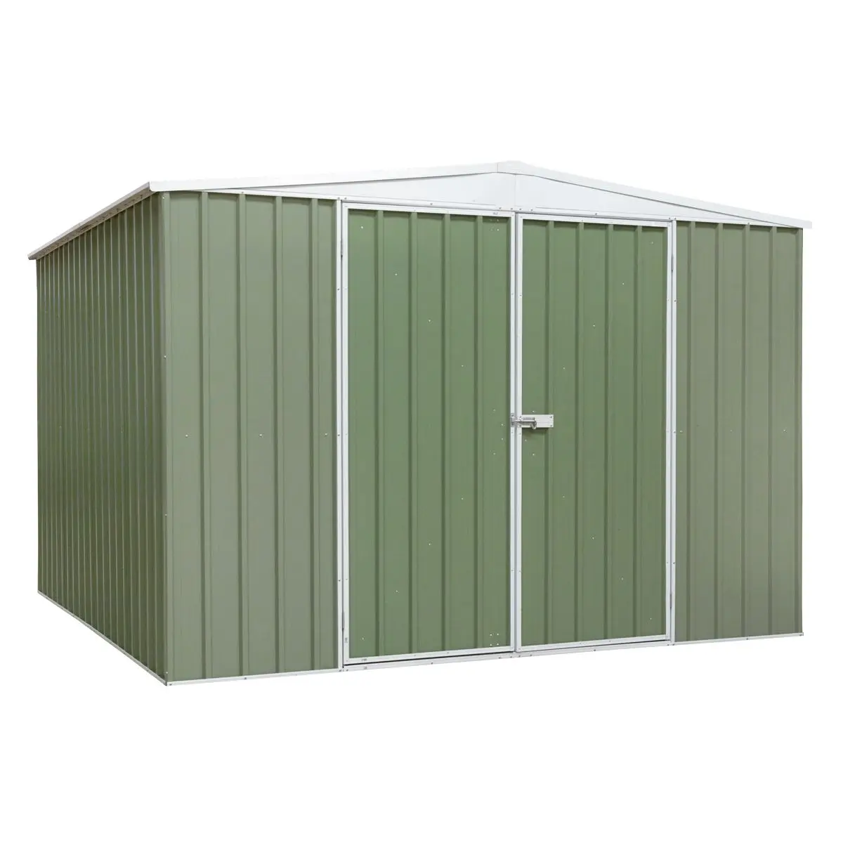 Dellonda Galvanised Steel Metal Garden/Outdoor/Storage Shed, 10FT x 10FT, Apex Style Roof - Green