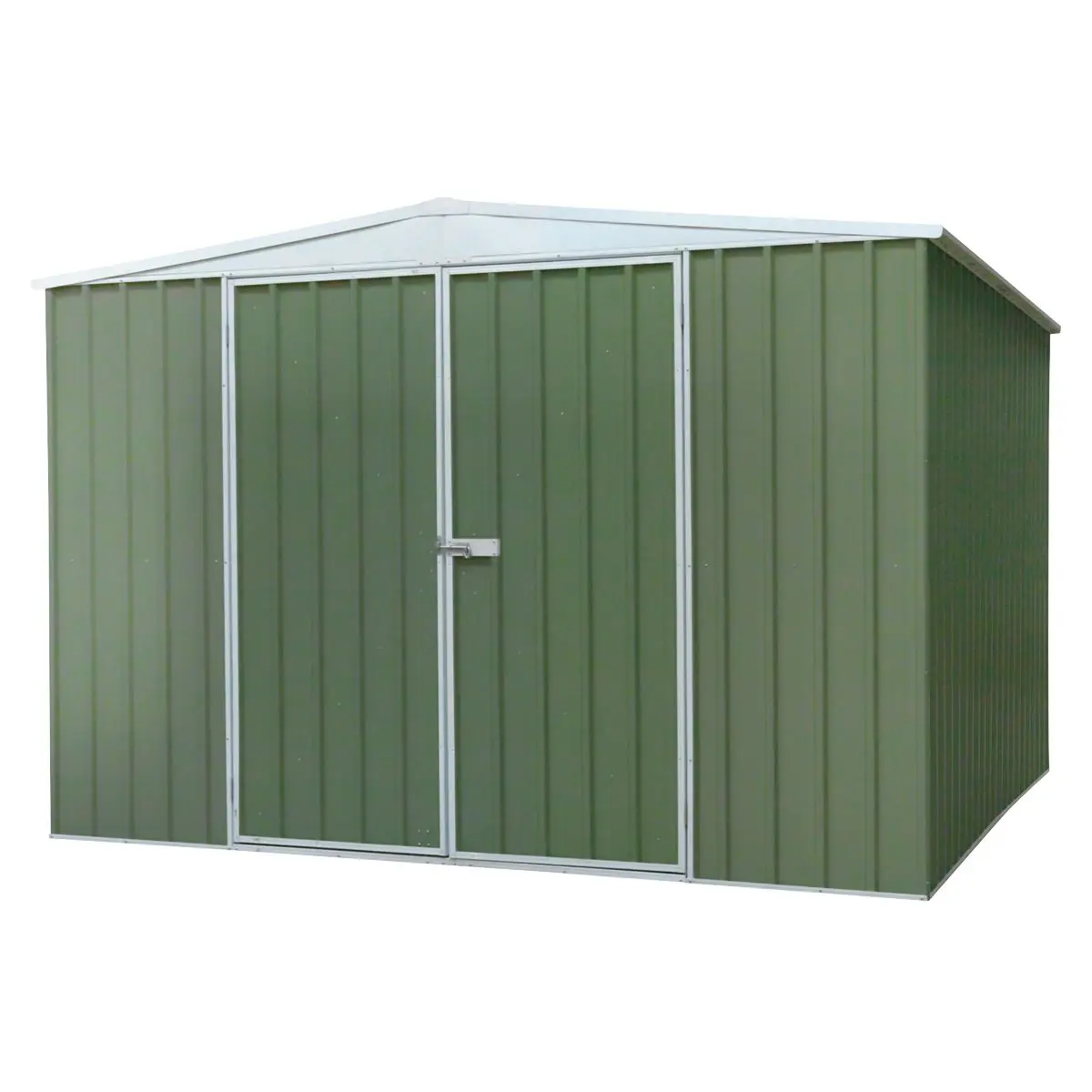 Dellonda Galvanised Steel Metal Garden/Outdoor/Storage Shed, 10FT x 10FT, Apex Style Roof - Green - Image 3